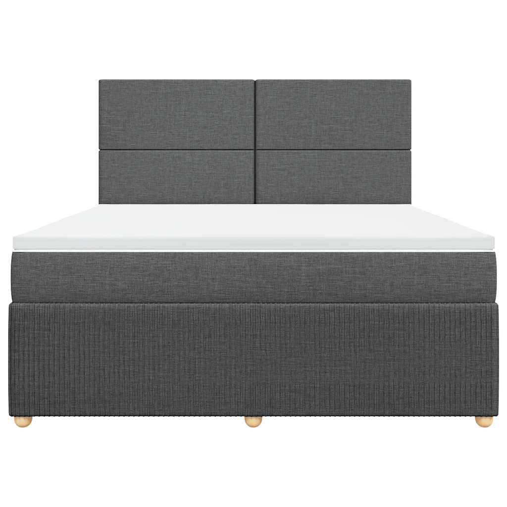 vidaXL Κρεβάτι Boxspring με Στρώμα Σκούρο Γκρι 180x200 εκ Υφασμάτιν