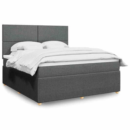 vidaXL Κρεβάτι Boxspring με Στρώμα Σκούρο Γκρι 180x200 εκ Υφασμάτιν
