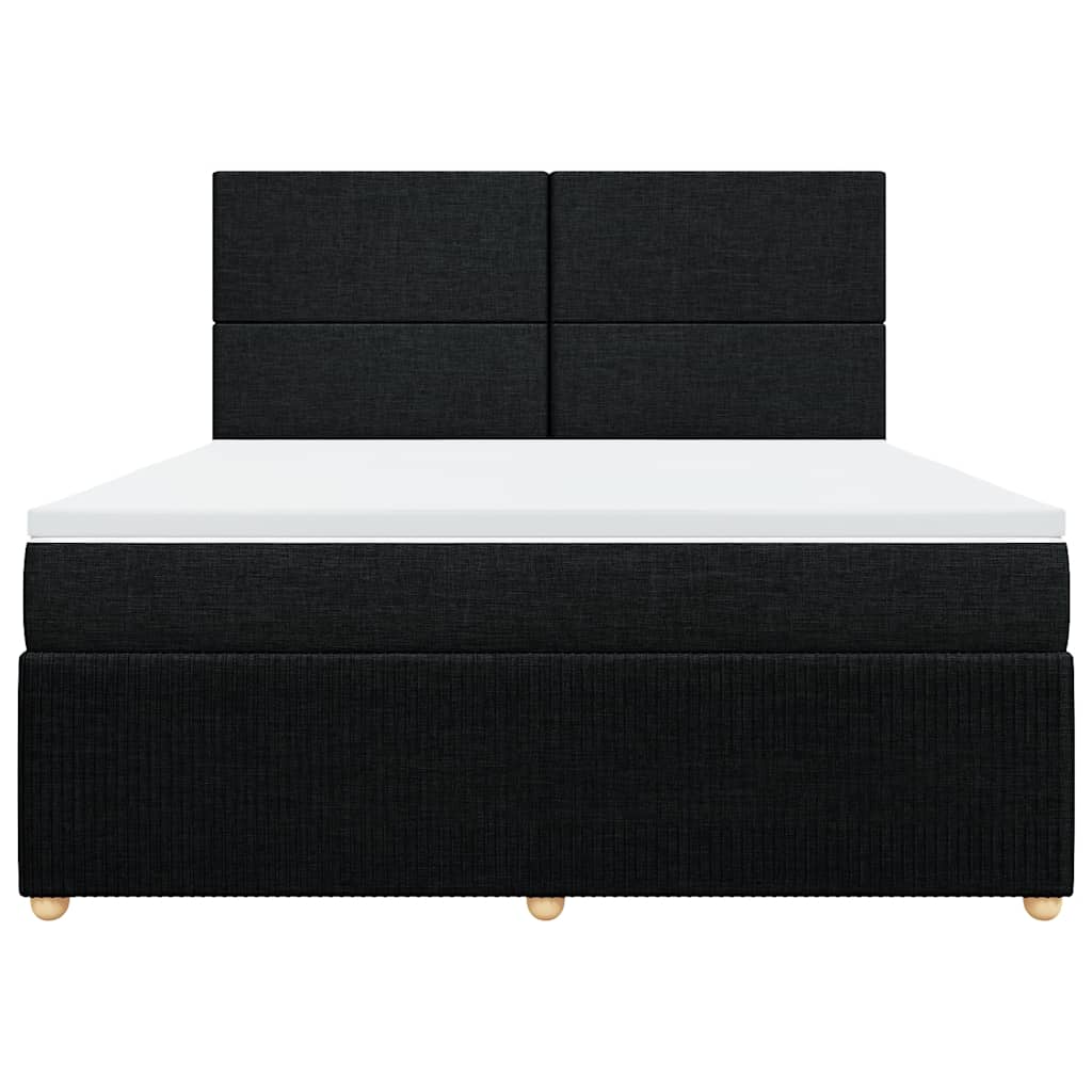 vidaXL Κρεβάτι Boxspring με Στρώμα Μαύρο 180x200 εκ. Υφασμάτινο
