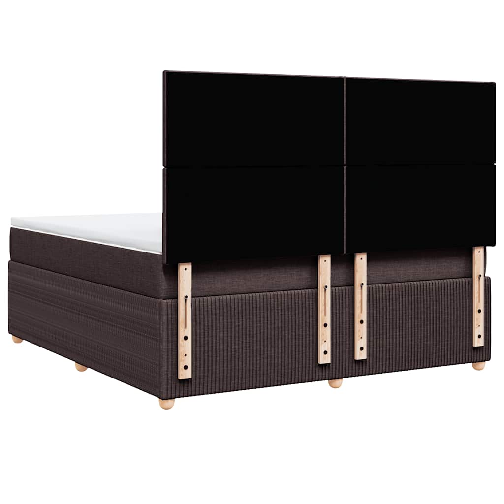 vidaXL Κρεβάτι Boxspring με Στρώμα Σκούρο Καφέ 180x200 εκ Υφασμάτινο