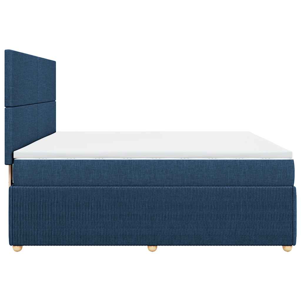 vidaXL Κρεβάτι Boxspring με Στρώμα Μπλε 180x200 εκ. Υφασμάτινο