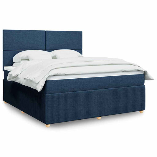 vidaXL Κρεβάτι Boxspring με Στρώμα Μπλε 180x200 εκ. Υφασμάτινο