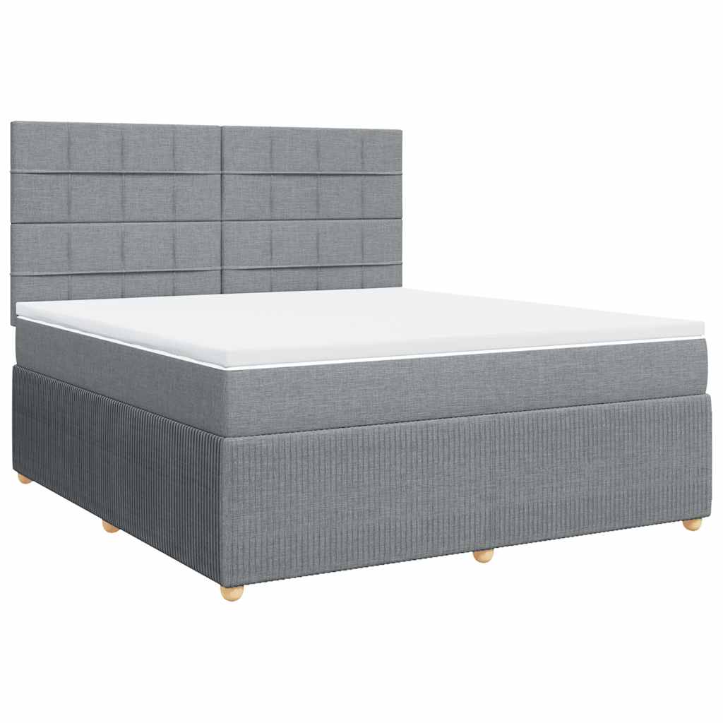 vidaXL Κρεβάτι Boxspring με Στρώμα Ανοιχτό Γκρι 180x200 εκ. Υφασμάτινο