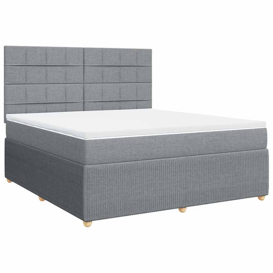 vidaXL Κρεβάτι Boxspring με Στρώμα Ανοιχτό Γκρι 180x200 εκ. Υφασμάτινο
