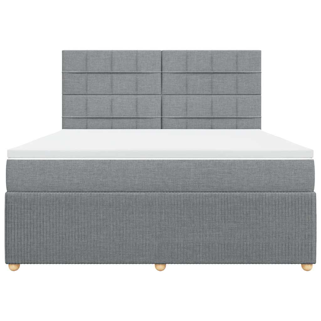 vidaXL Κρεβάτι Boxspring με Στρώμα Ανοιχτό Γκρι 180x200 εκ. Υφασμάτινο