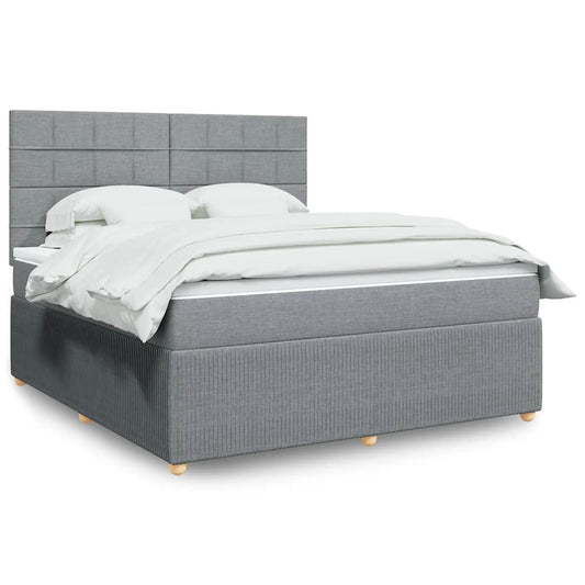 vidaXL Κρεβάτι Boxspring με Στρώμα Ανοιχτό Γκρι 180x200 εκ. Υφασμάτινο