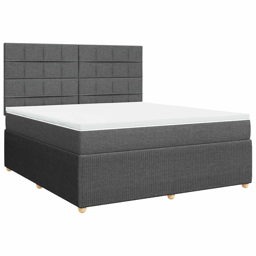 vidaXL Κρεβάτι Boxspring με Στρώμα Σκούρο Γκρι 180x200 εκ Υφασμάτιν