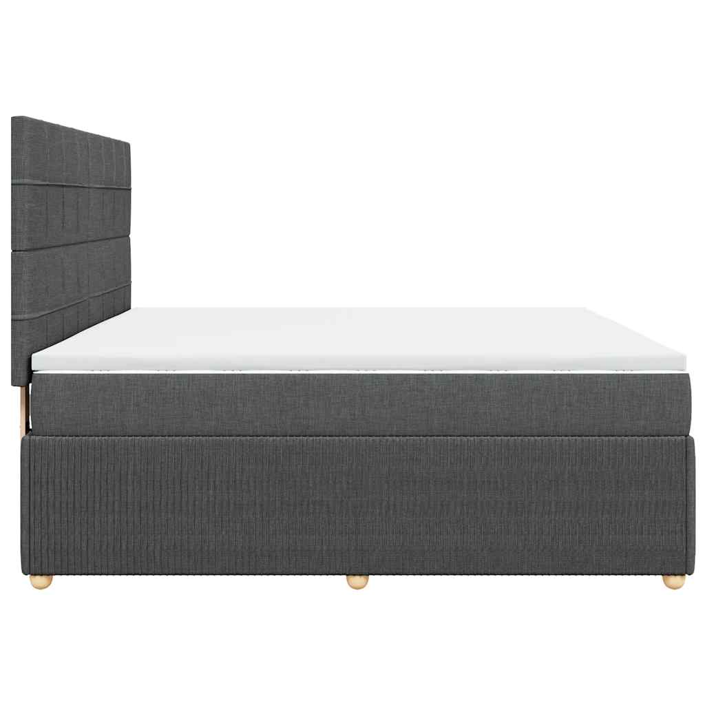 vidaXL Κρεβάτι Boxspring με Στρώμα Σκούρο Γκρι 180x200 εκ Υφασμάτιν