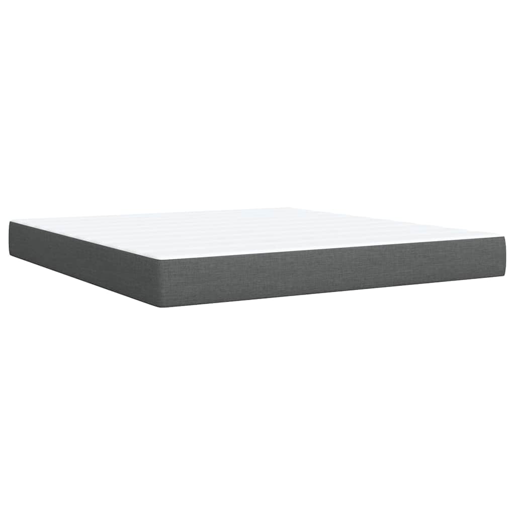 vidaXL Κρεβάτι Boxspring με Στρώμα Σκούρο Γκρι 180x200 εκ Υφασμάτιν