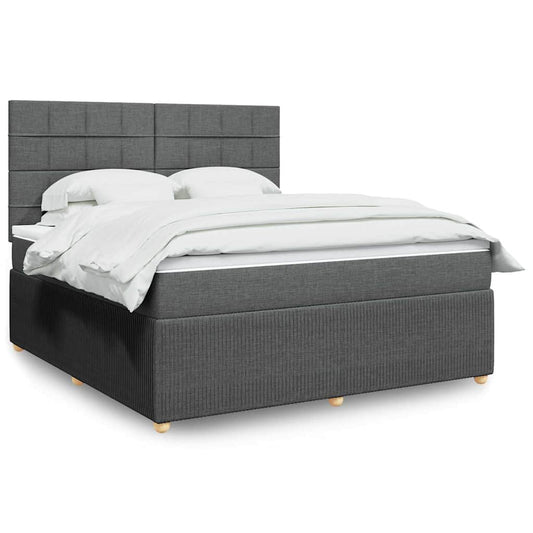 vidaXL Κρεβάτι Boxspring με Στρώμα Σκούρο Γκρι 180x200 εκ Υφασμάτιν