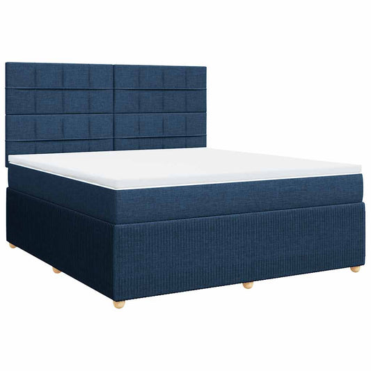 vidaXL Κρεβάτι Boxspring με Στρώμα Μπλε 180x200 εκ. Υφασμάτινο