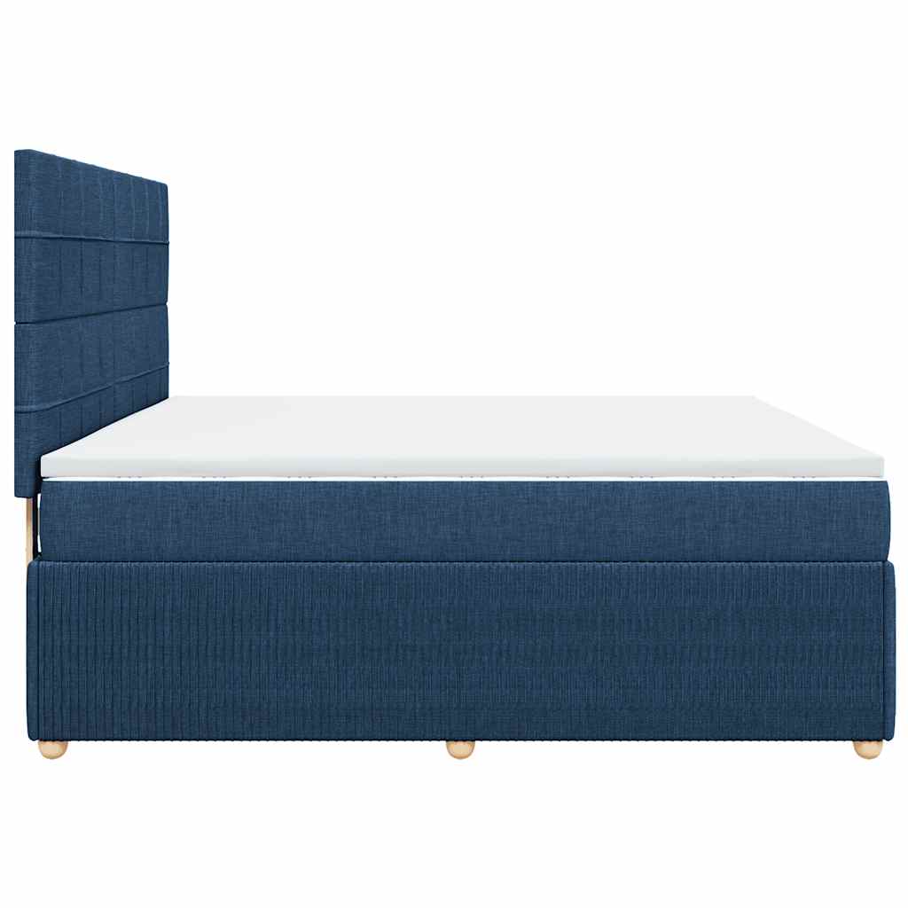 vidaXL Κρεβάτι Boxspring με Στρώμα Μπλε 180x200 εκ. Υφασμάτινο