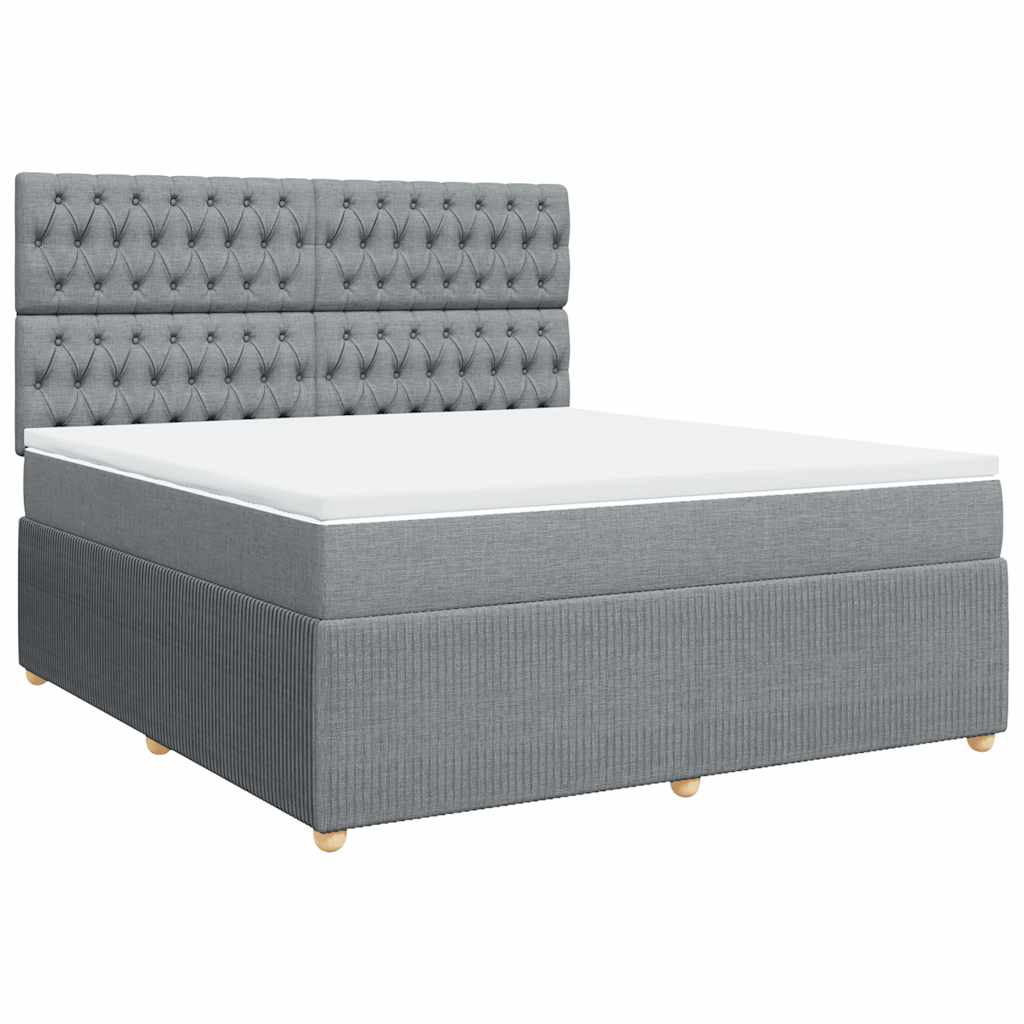 vidaXL Κρεβάτι Boxspring με Στρώμα Ανοιχτό Γκρι 180x200 εκ. Υφασμάτινο