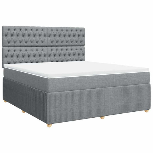 vidaXL Κρεβάτι Boxspring με Στρώμα Ανοιχτό Γκρι 180x200 εκ. Υφασμάτινο