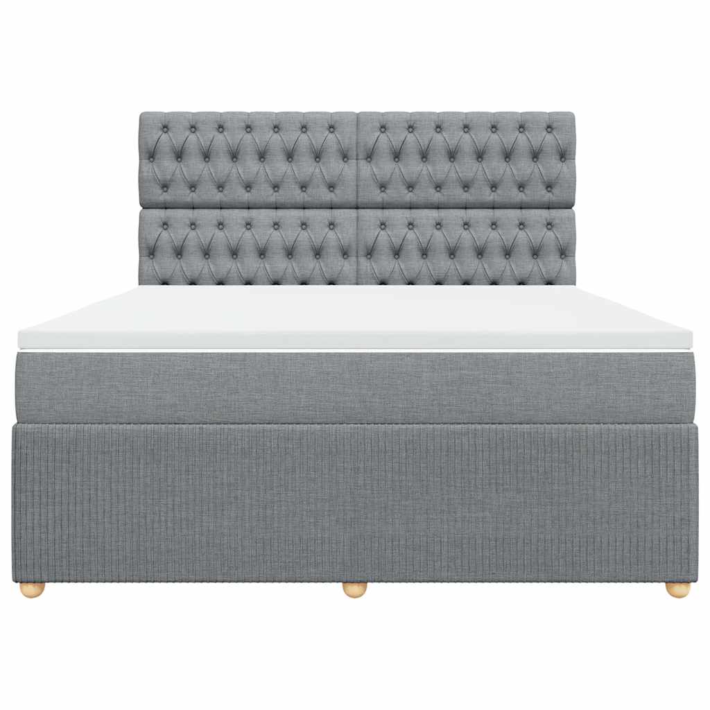 vidaXL Κρεβάτι Boxspring με Στρώμα Ανοιχτό Γκρι 180x200 εκ. Υφασμάτινο