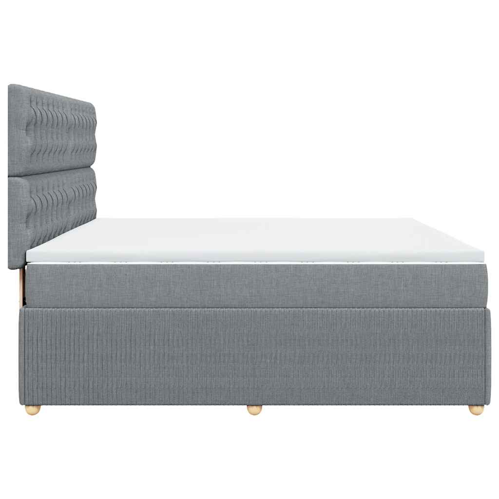 vidaXL Κρεβάτι Boxspring με Στρώμα Ανοιχτό Γκρι 180x200 εκ. Υφασμάτινο