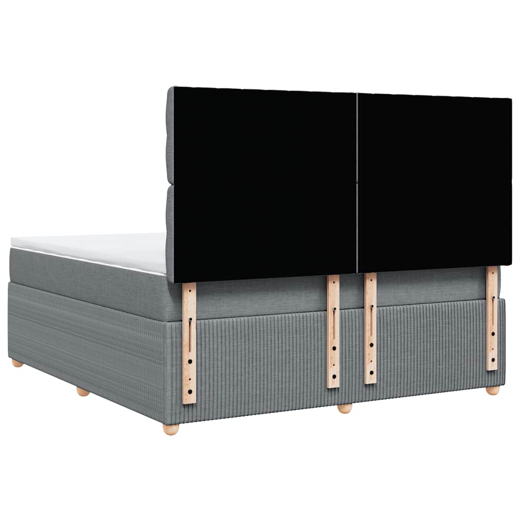 vidaXL Κρεβάτι Boxspring με Στρώμα Ανοιχτό Γκρι 180x200 εκ. Υφασμάτινο