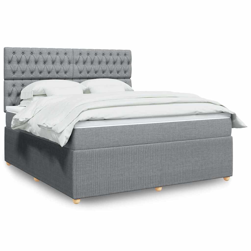 vidaXL Κρεβάτι Boxspring με Στρώμα Ανοιχτό Γκρι 180x200 εκ. Υφασμάτινο