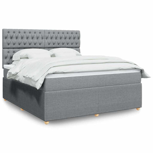 vidaXL Κρεβάτι Boxspring με Στρώμα Ανοιχτό Γκρι 180x200 εκ. Υφασμάτινο