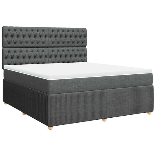 vidaXL Κρεβάτι Boxspring με Στρώμα Σκούρο Γκρι 180x200 εκ Υφασμάτιν