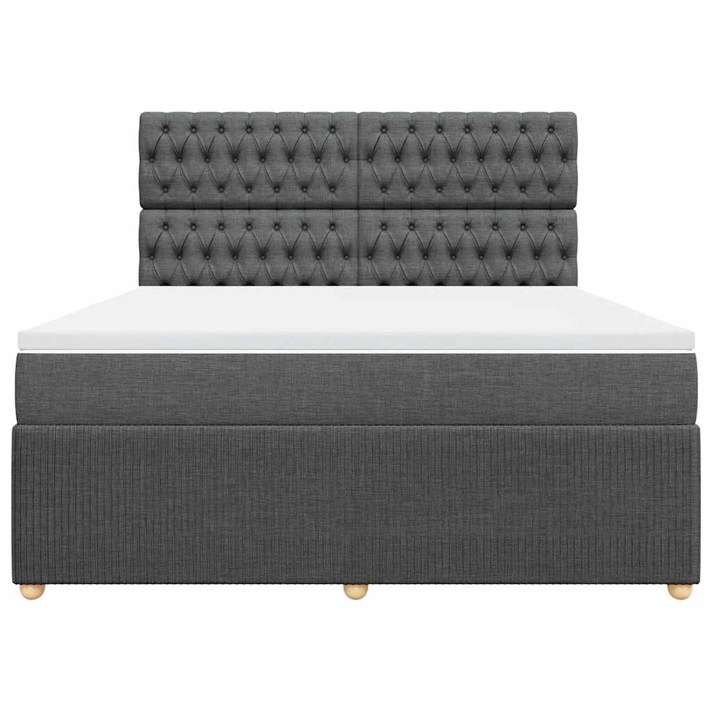 vidaXL Κρεβάτι Boxspring με Στρώμα Σκούρο Γκρι 180x200 εκ Υφασμάτιν