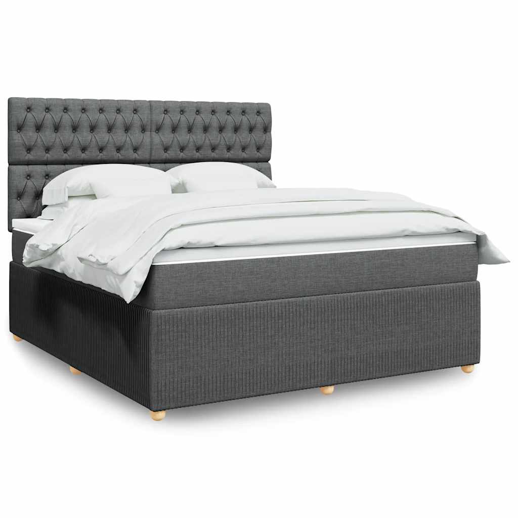 vidaXL Κρεβάτι Boxspring με Στρώμα Σκούρο Γκρι 180x200 εκ Υφασμάτιν