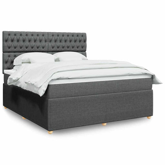 vidaXL Κρεβάτι Boxspring με Στρώμα Σκούρο Γκρι 180x200 εκ Υφασμάτιν