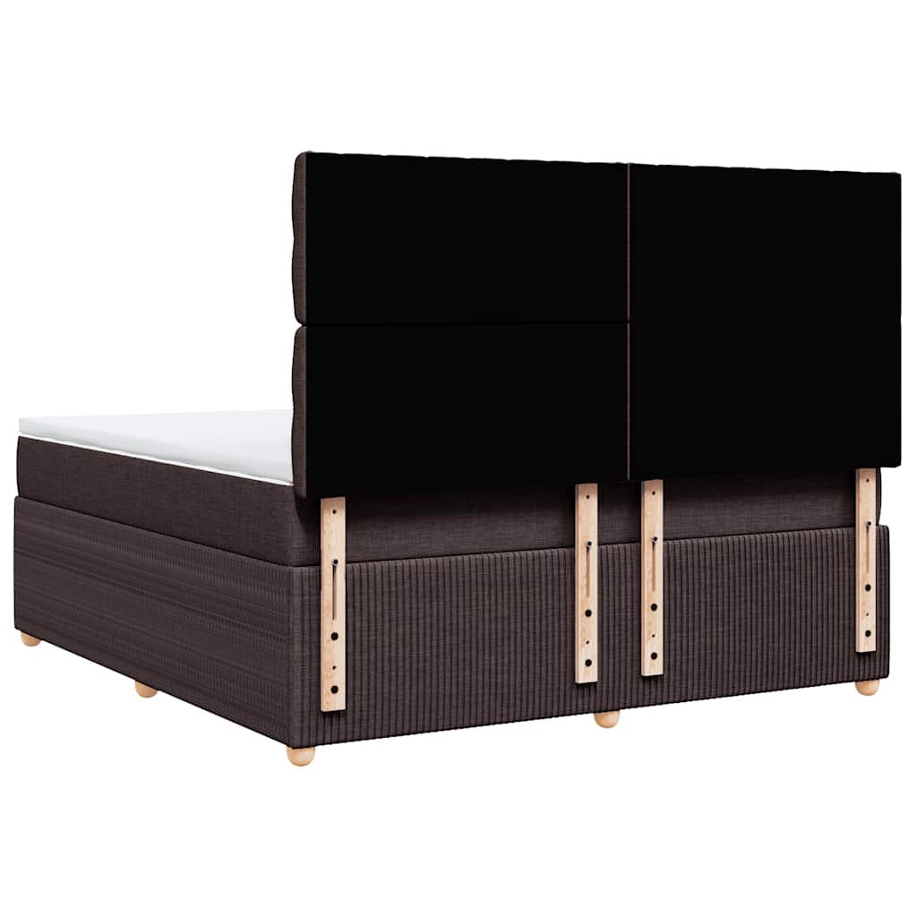 vidaXL Κρεβάτι Boxspring με Στρώμα Σκούρο Καφέ 180x200 εκ Υφασμάτινο