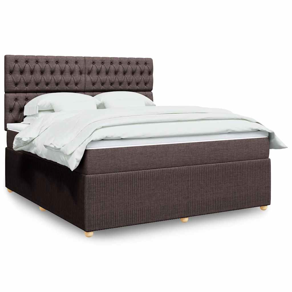 vidaXL Κρεβάτι Boxspring με Στρώμα Σκούρο Καφέ 180x200 εκ Υφασμάτινο