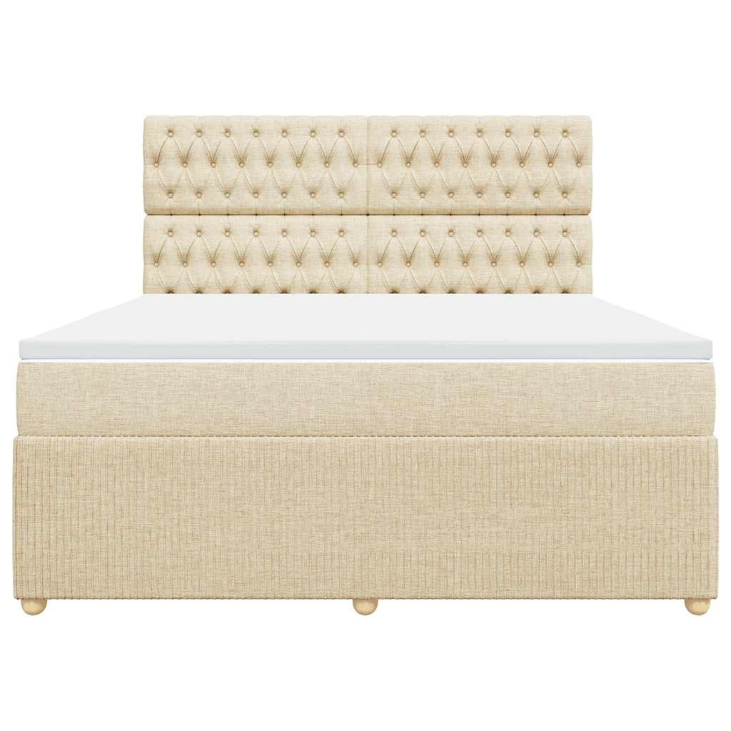 vidaXL Κρεβάτι Boxspring με Στρώμα Κρεμ 180x200 εκ. Υφασμάτινο