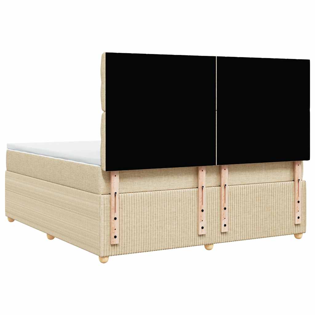 vidaXL Κρεβάτι Boxspring με Στρώμα Κρεμ 180x200 εκ. Υφασμάτινο