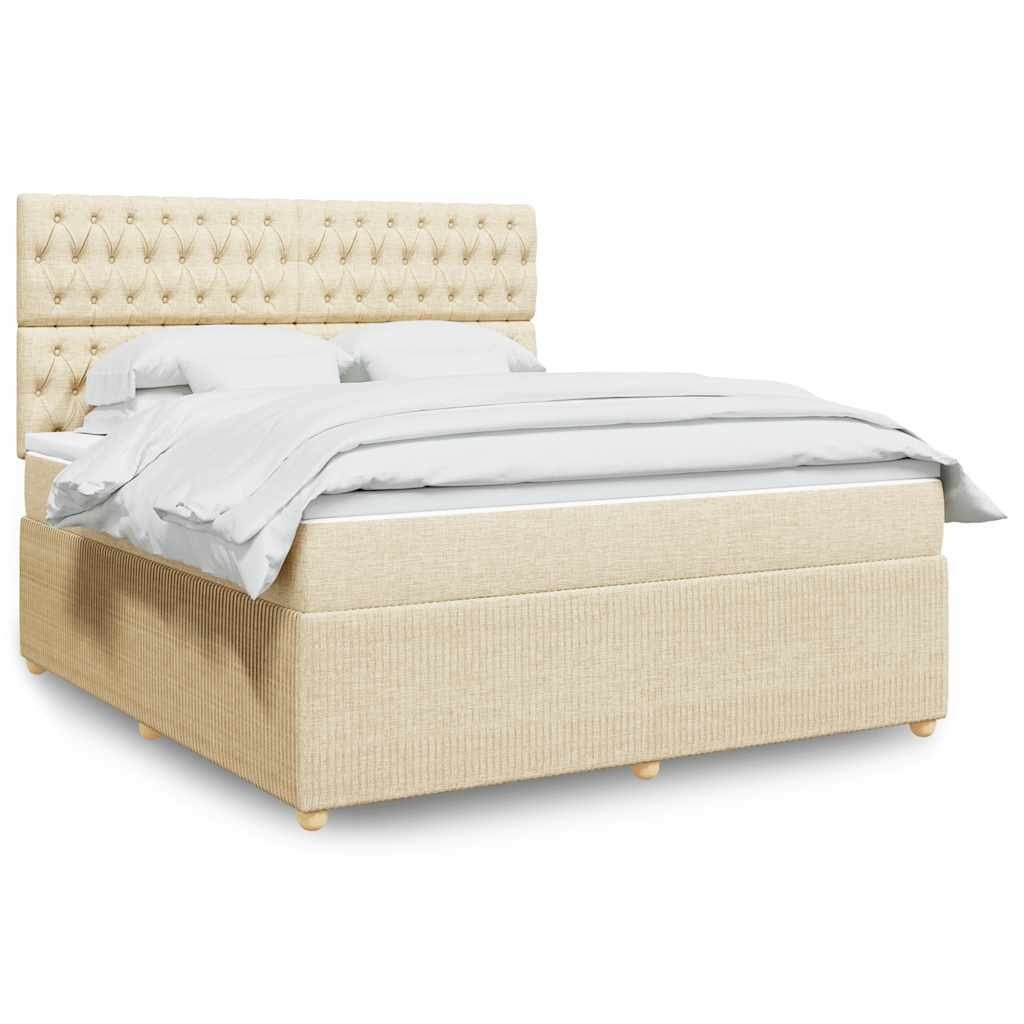 vidaXL Κρεβάτι Boxspring με Στρώμα Κρεμ 180x200 εκ. Υφασμάτινο