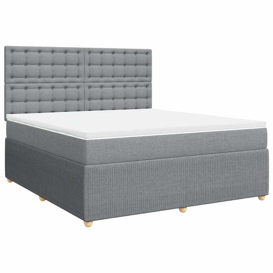 vidaXL Κρεβάτι Boxspring με Στρώμα Ανοιχτό Γκρι 180x200 εκ. Υφασμάτινο