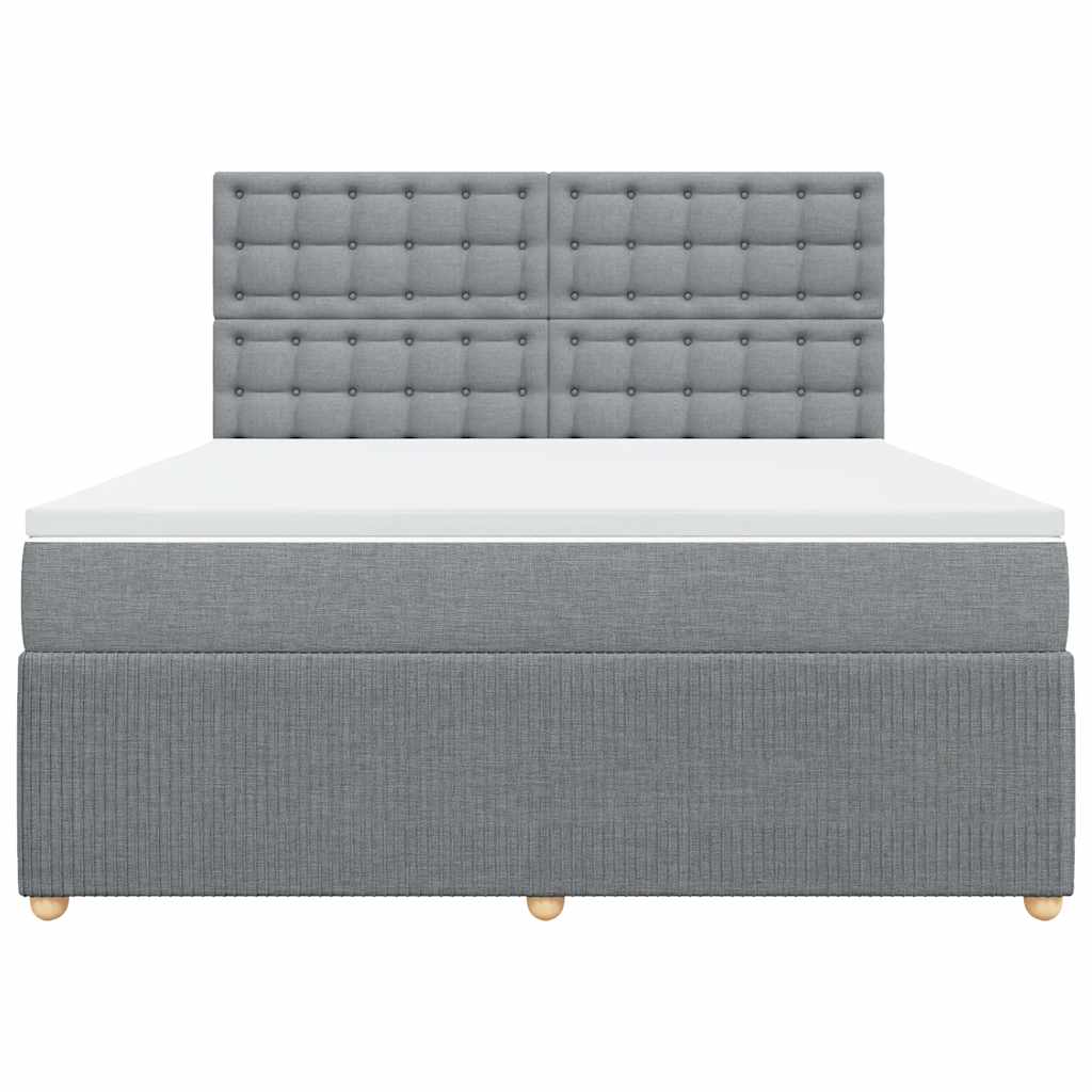 vidaXL Κρεβάτι Boxspring με Στρώμα Ανοιχτό Γκρι 180x200 εκ. Υφασμάτινο