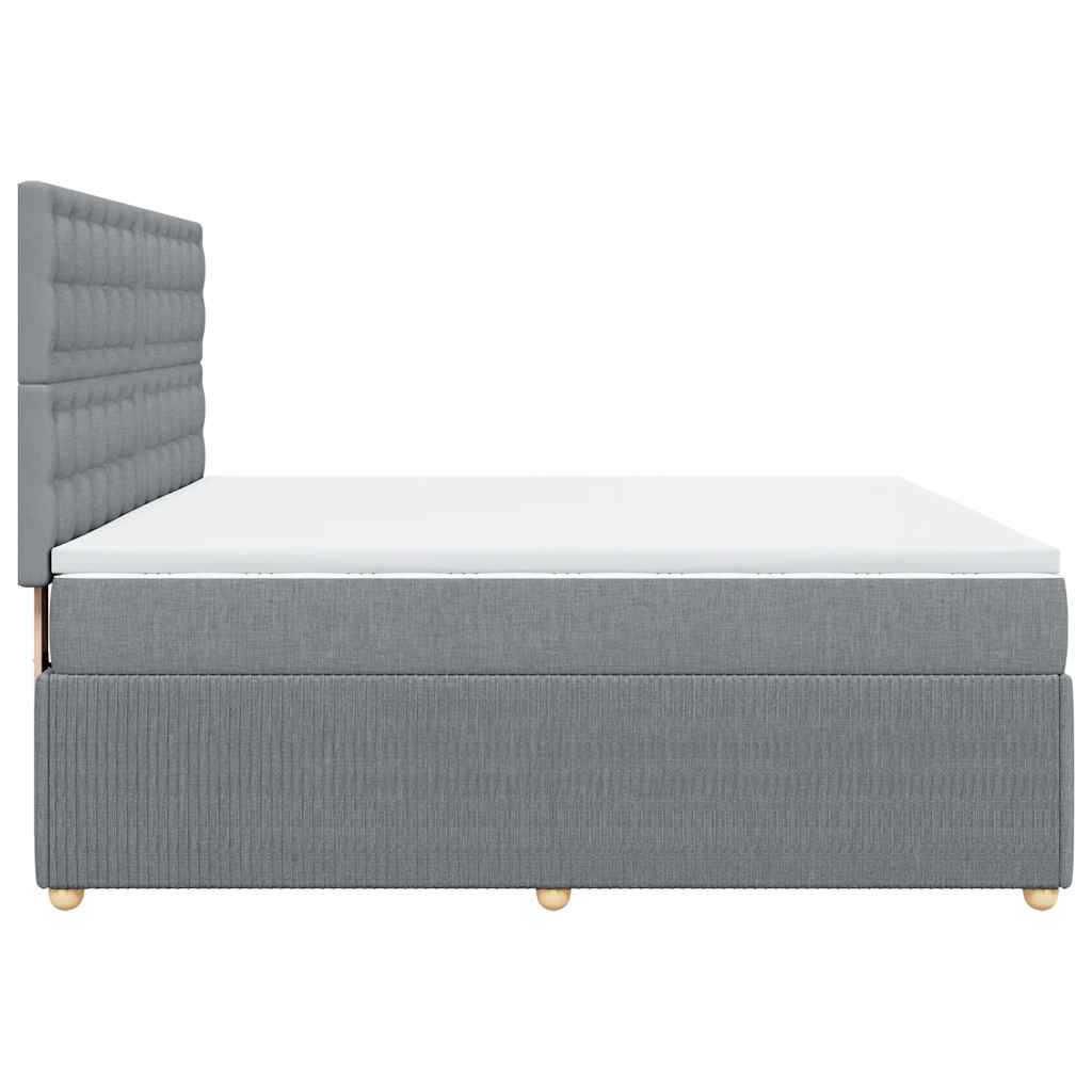 vidaXL Κρεβάτι Boxspring με Στρώμα Ανοιχτό Γκρι 180x200 εκ. Υφασμάτινο