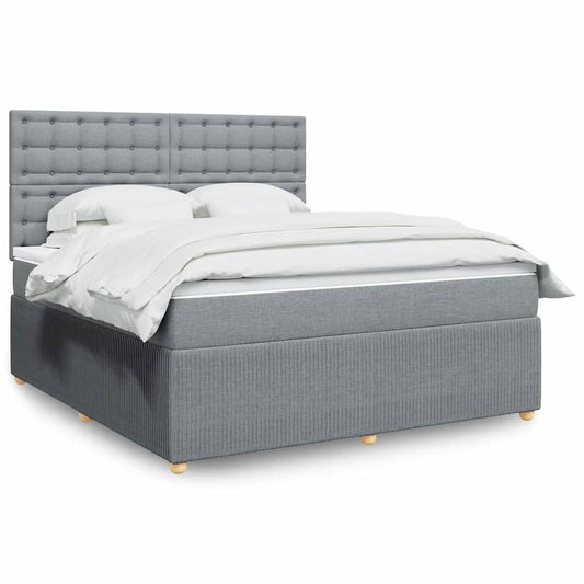 vidaXL Κρεβάτι Boxspring με Στρώμα Ανοιχτό Γκρι 180x200 εκ. Υφασμάτινο