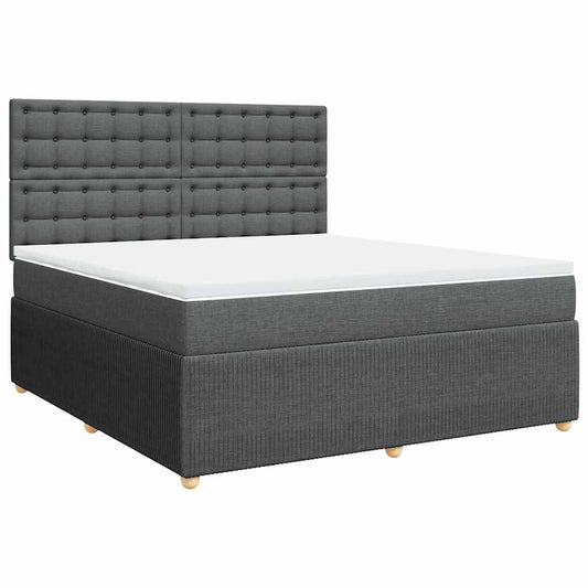 vidaXL Κρεβάτι Boxspring με Στρώμα Σκούρο Γκρι 180x200 εκ Υφασμάτιν