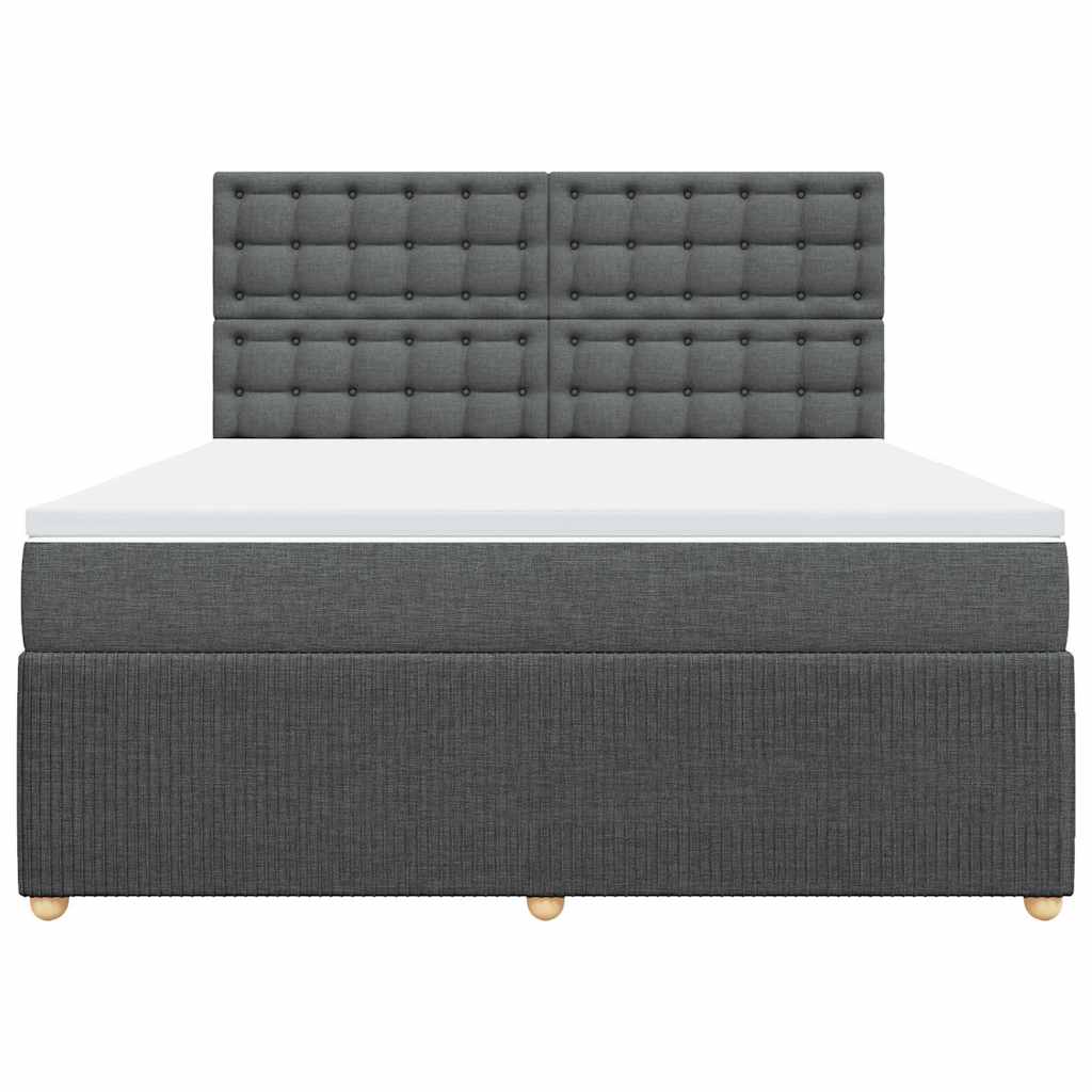 vidaXL Κρεβάτι Boxspring με Στρώμα Σκούρο Γκρι 180x200 εκ Υφασμάτιν