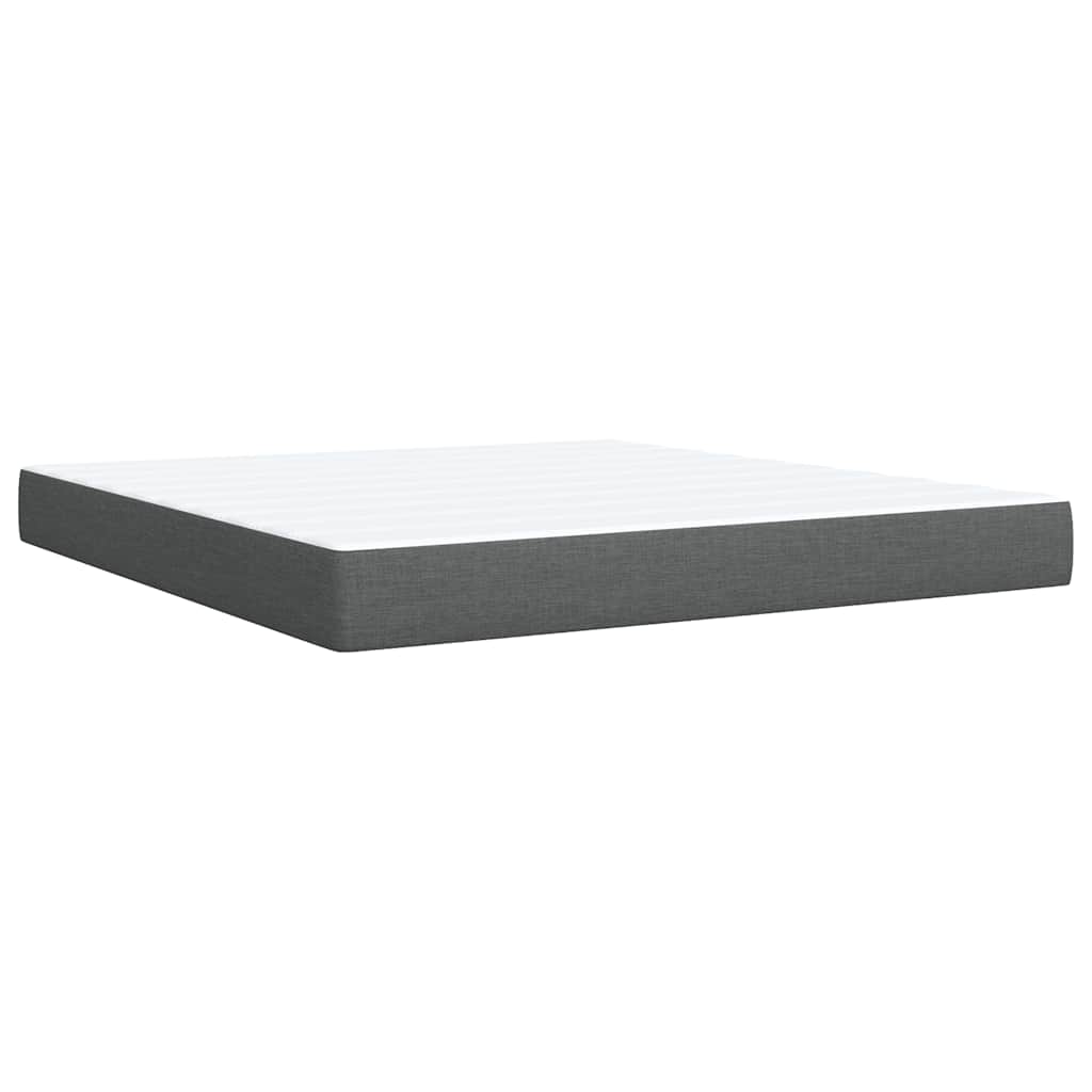 vidaXL Κρεβάτι Boxspring με Στρώμα Σκούρο Γκρι 180x200 εκ Υφασμάτιν