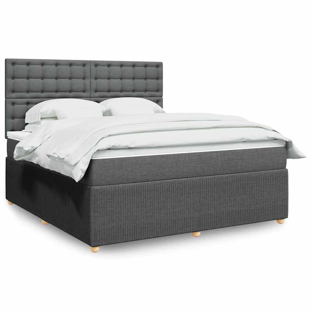 vidaXL Κρεβάτι Boxspring με Στρώμα Σκούρο Γκρι 180x200 εκ Υφασμάτιν