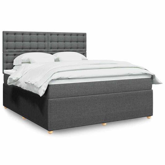 vidaXL Κρεβάτι Boxspring με Στρώμα Σκούρο Γκρι 180x200 εκ Υφασμάτιν