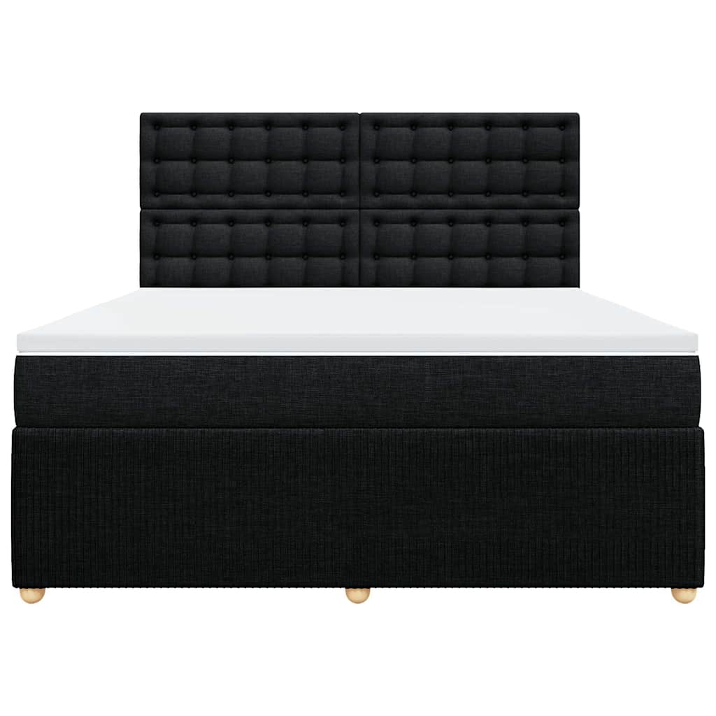 vidaXL Κρεβάτι Boxspring με Στρώμα Μαύρο 180x200 εκ. Υφασμάτινο