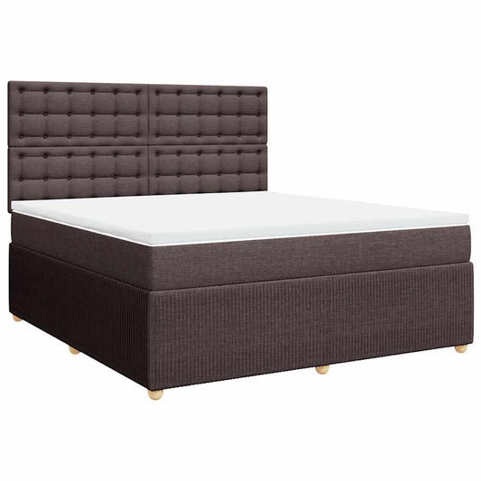 vidaXL Κρεβάτι Boxspring με Στρώμα Σκούρο Καφέ 180x200 εκ Υφασμάτινο