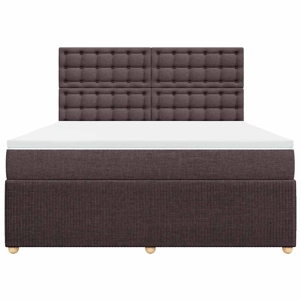 vidaXL Κρεβάτι Boxspring με Στρώμα Σκούρο Καφέ 180x200 εκ Υφασμάτινο