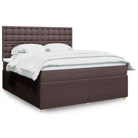 vidaXL Κρεβάτι Boxspring με Στρώμα Σκούρο Καφέ 180x200 εκ Υφασμάτινο