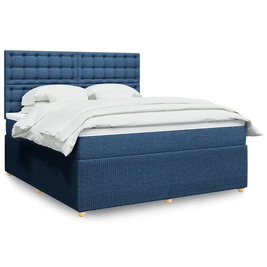 vidaXL Κρεβάτι Boxspring με Στρώμα Μπλε 180x200 εκ. Υφασμάτινο