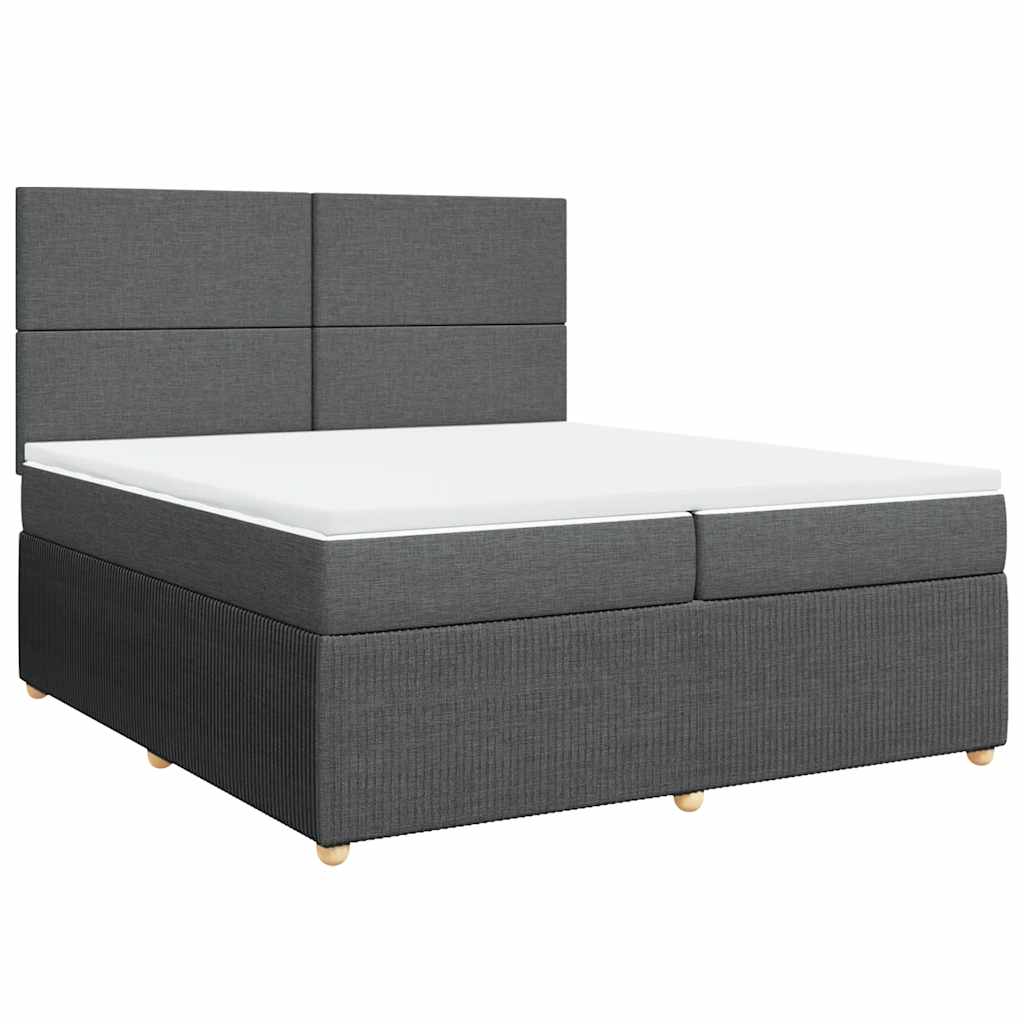 vidaXL Κρεβάτι Boxspring με Στρώμα Σκούρο Γκρι 200x200 εκ. Υφασμάτινο