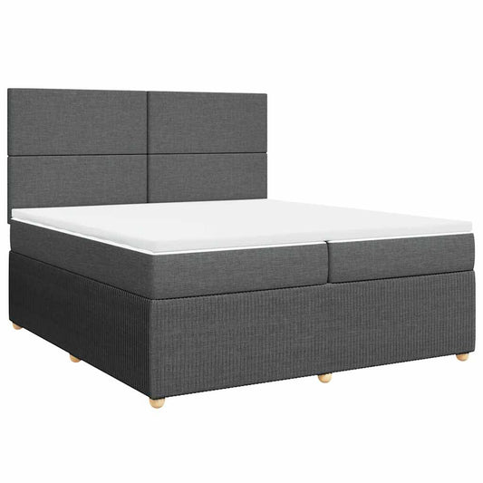 vidaXL Κρεβάτι Boxspring με Στρώμα Σκούρο Γκρι 200x200 εκ. Υφασμάτινο