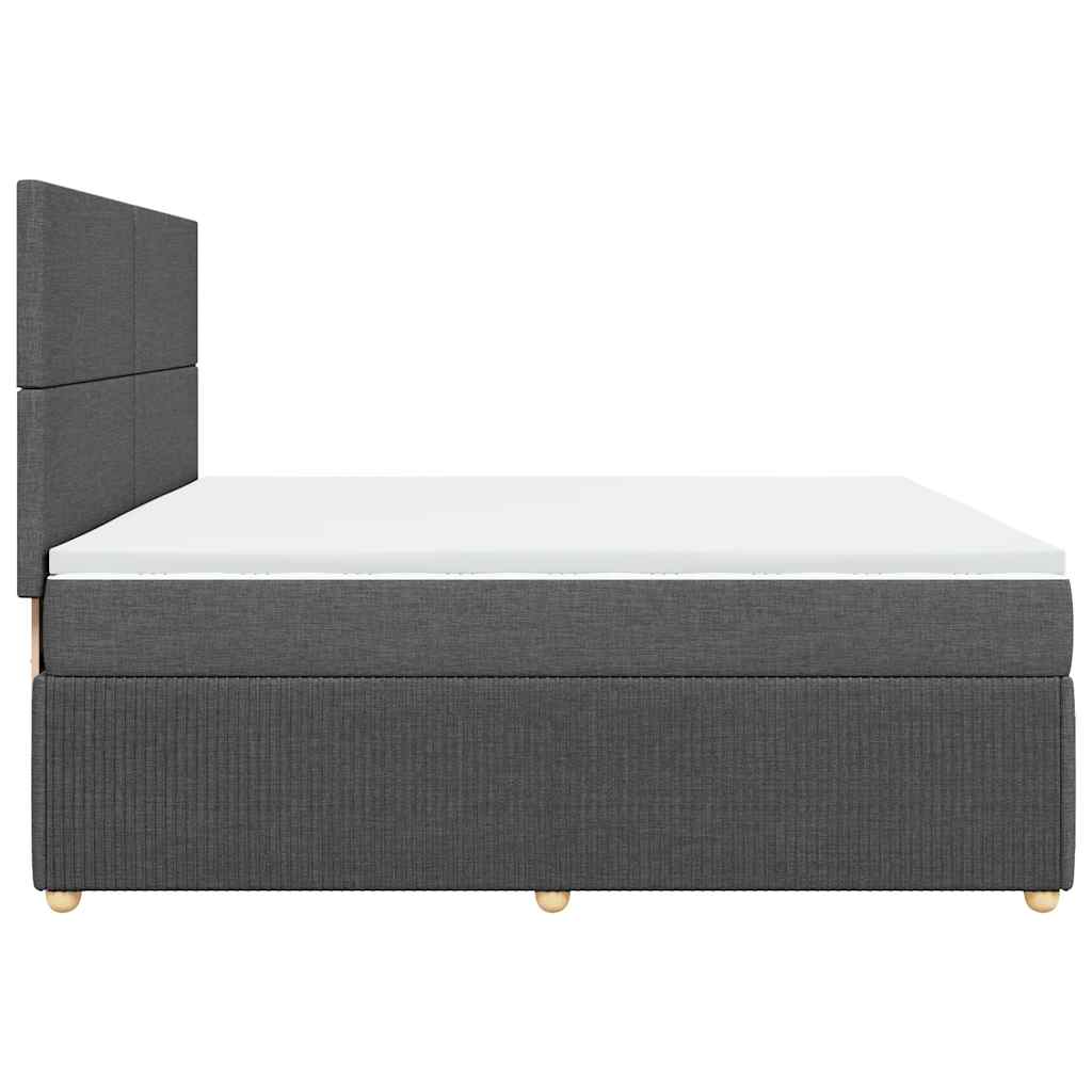 vidaXL Κρεβάτι Boxspring με Στρώμα Σκούρο Γκρι 200x200 εκ. Υφασμάτινο