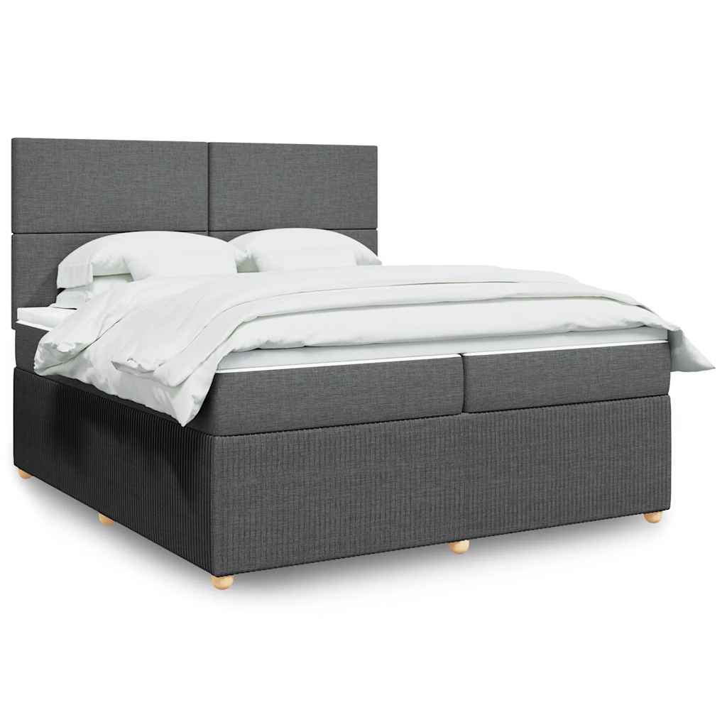 vidaXL Κρεβάτι Boxspring με Στρώμα Σκούρο Γκρι 200x200 εκ. Υφασμάτινο